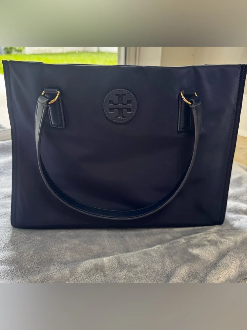 Tory Burch Navy Ella Small Nylon Tote